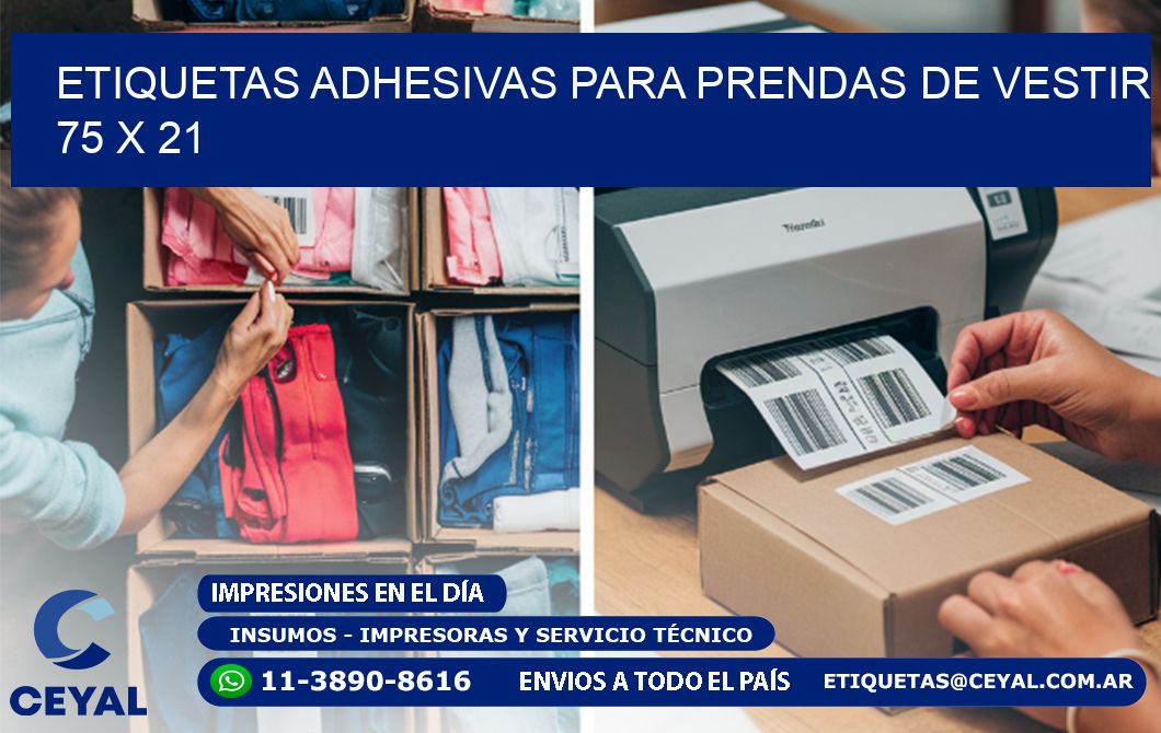 ETIQUETAS ADHESIVAS PARA PRENDAS DE VESTIR  75 x 21