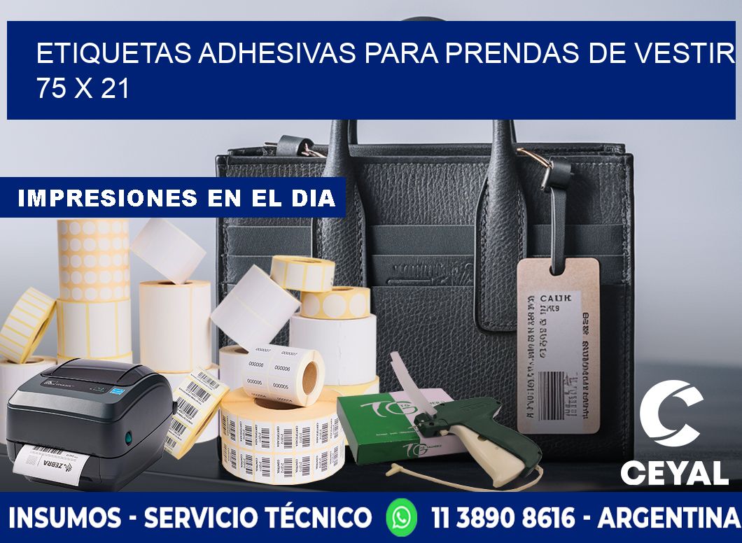 ETIQUETAS ADHESIVAS PARA PRENDAS DE VESTIR  75 x 21