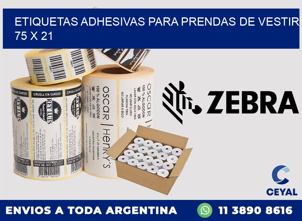 ETIQUETAS ADHESIVAS PARA PRENDAS DE VESTIR  75 x 21