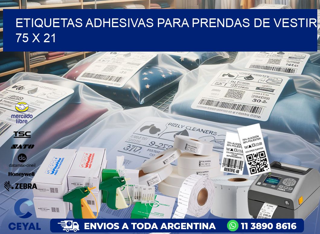 ETIQUETAS ADHESIVAS PARA PRENDAS DE VESTIR  75 x 21