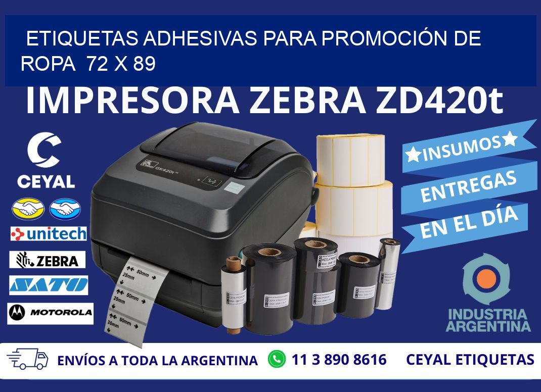 ETIQUETAS ADHESIVAS PARA PROMOCIÓN DE ROPA  72 x 89