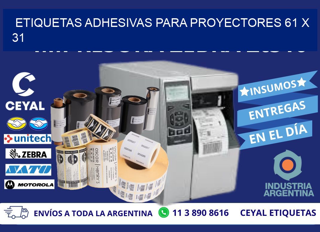 ETIQUETAS ADHESIVAS PARA PROYECTORES 61 x 31
