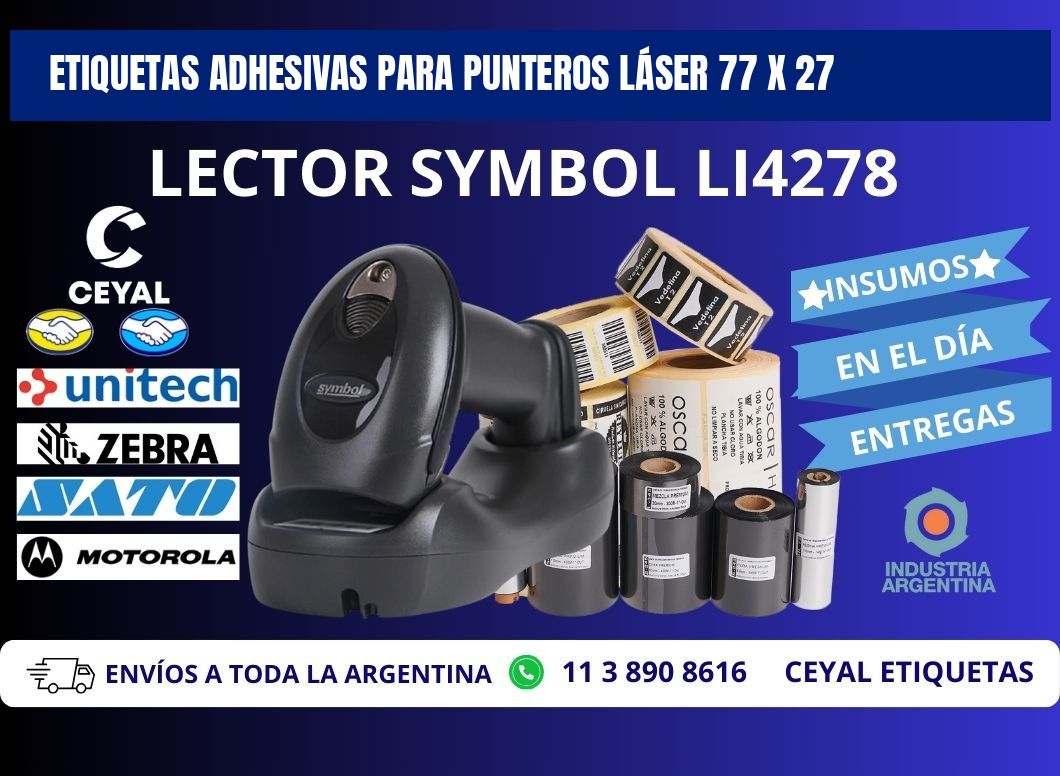 ETIQUETAS ADHESIVAS PARA PUNTEROS LÁSER 77 x 27