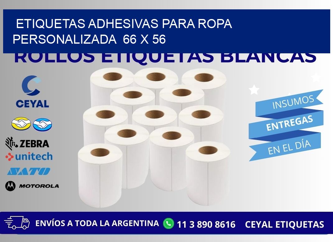 ETIQUETAS ADHESIVAS PARA ROPA PERSONALIZADA  66 x 56