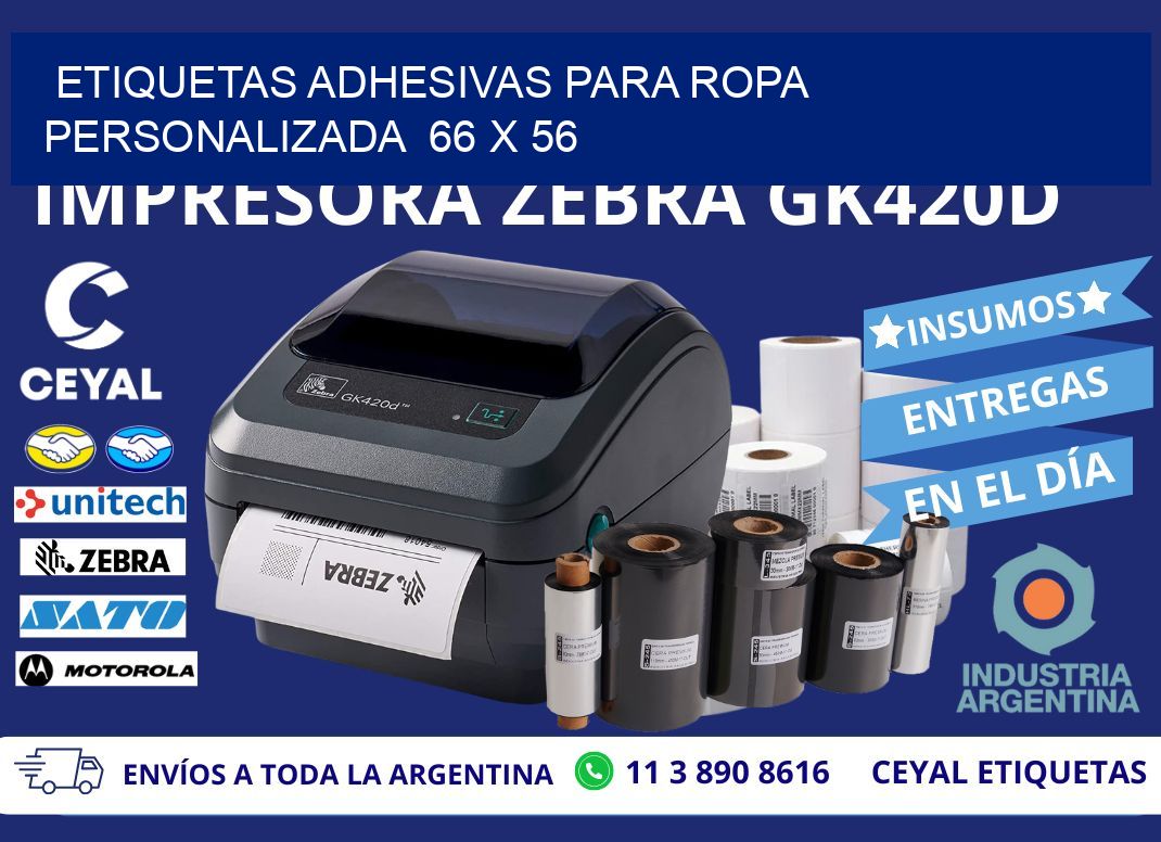 ETIQUETAS ADHESIVAS PARA ROPA PERSONALIZADA  66 x 56