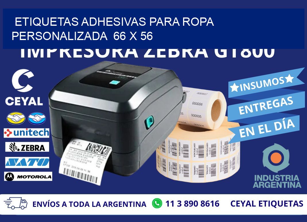ETIQUETAS ADHESIVAS PARA ROPA PERSONALIZADA  66 x 56