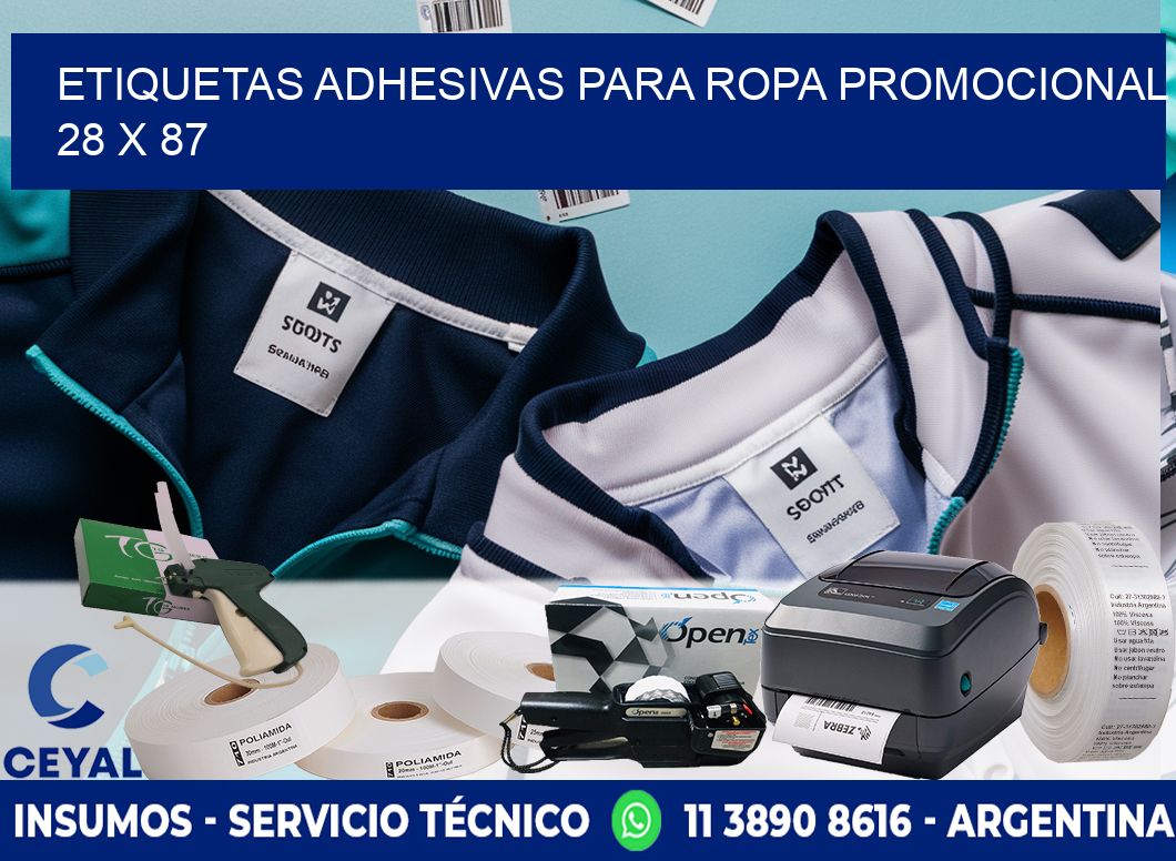 ETIQUETAS ADHESIVAS PARA ROPA PROMOCIONAL  28 x 87