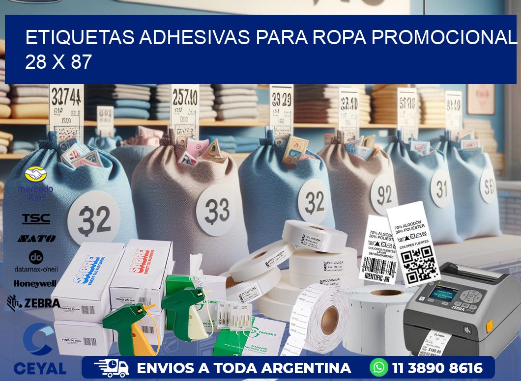 ETIQUETAS ADHESIVAS PARA ROPA PROMOCIONAL  28 x 87