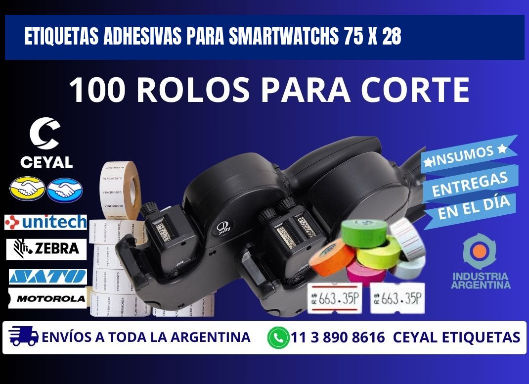 ETIQUETAS ADHESIVAS PARA SMARTWATCHS 75 x 28