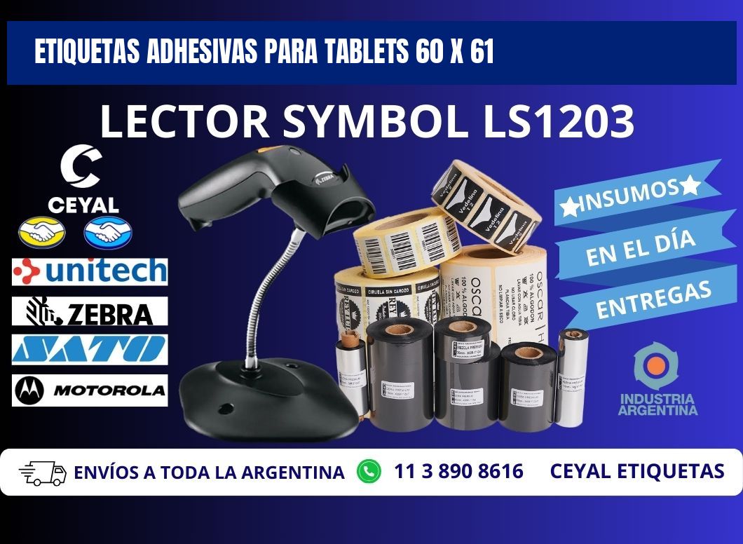 ETIQUETAS ADHESIVAS PARA TABLETS 60 x 61