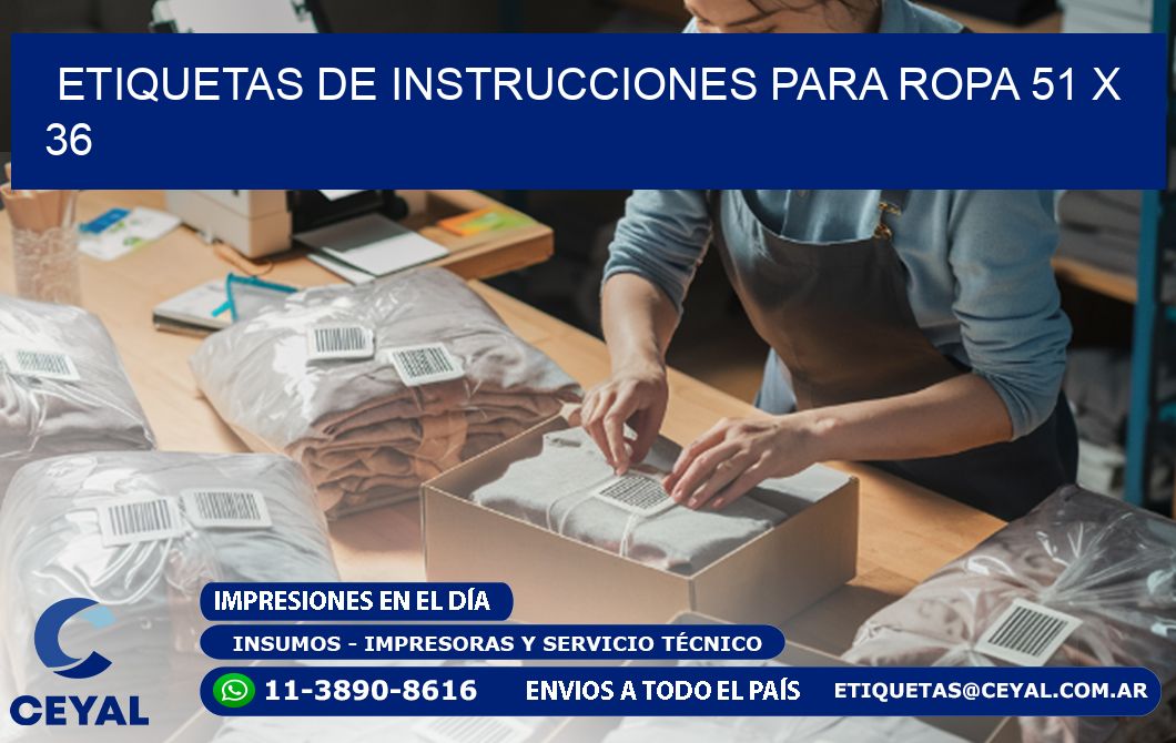 ETIQUETAS DE INSTRUCCIONES PARA ROPA 51 x 36
