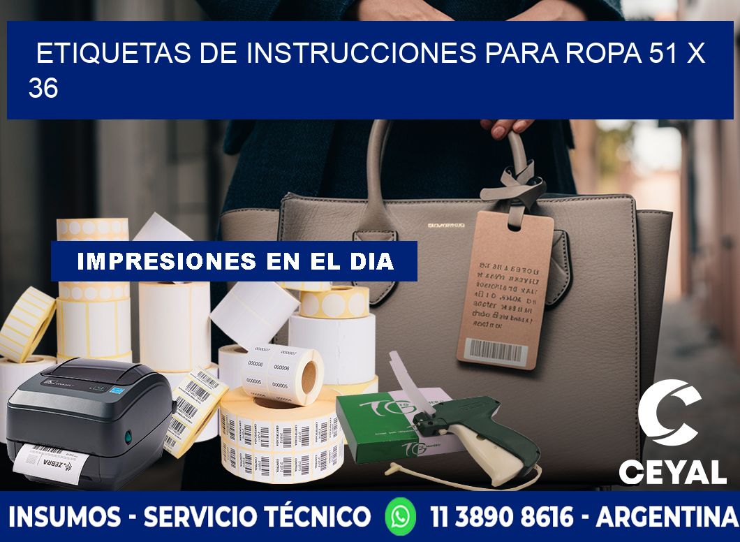 ETIQUETAS DE INSTRUCCIONES PARA ROPA 51 x 36