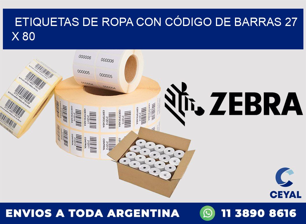 ETIQUETAS DE ROPA CON CÓDIGO DE BARRAS 27 x 80
