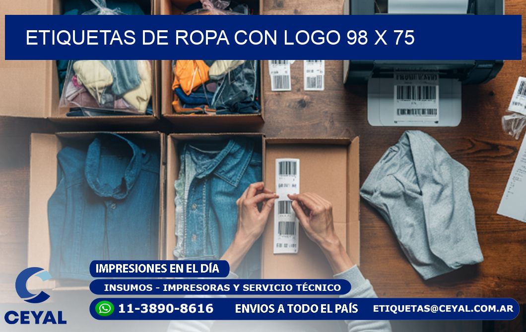 ETIQUETAS DE ROPA CON LOGO 98 x 75