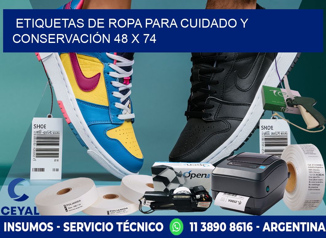 ETIQUETAS DE ROPA PARA CUIDADO Y CONSERVACIÓN 48 x 74