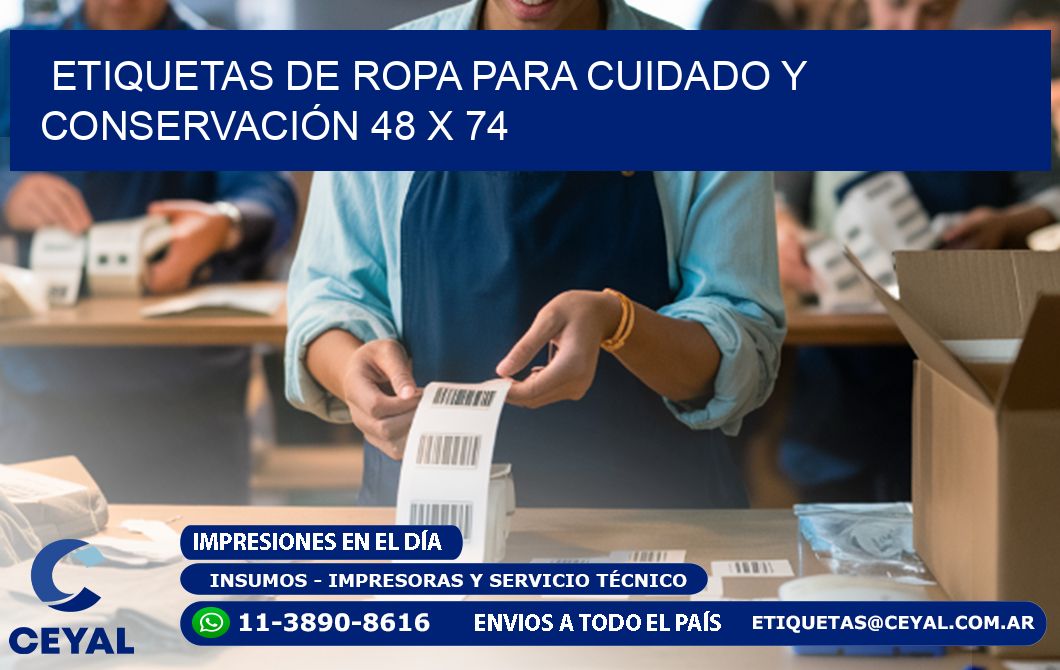ETIQUETAS DE ROPA PARA CUIDADO Y CONSERVACIÓN 48 x 74