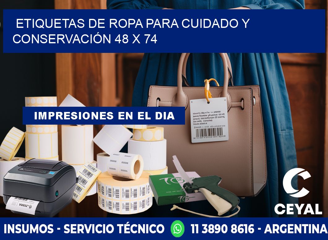 ETIQUETAS DE ROPA PARA CUIDADO Y CONSERVACIÓN 48 x 74