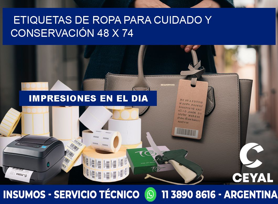 ETIQUETAS DE ROPA PARA CUIDADO Y CONSERVACIÓN 48 x 74