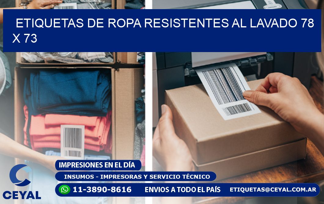 ETIQUETAS DE ROPA RESISTENTES AL LAVADO 78 x 73