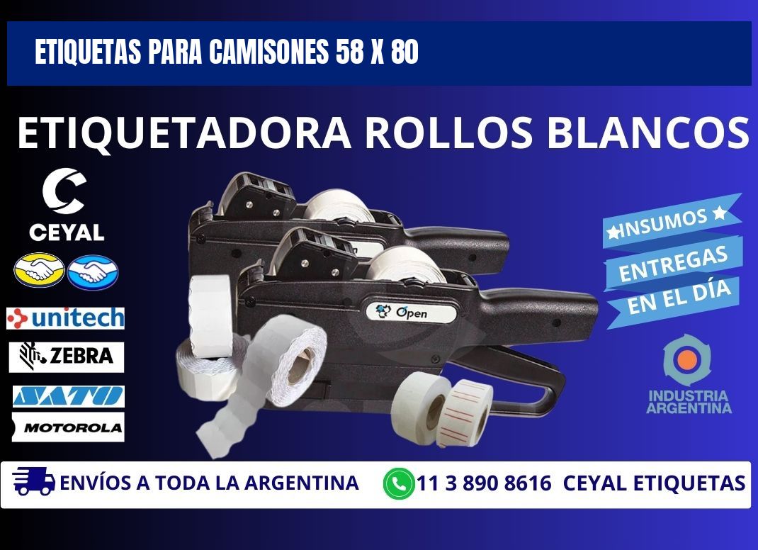 ETIQUETAS PARA CAMISONES 58 x 80