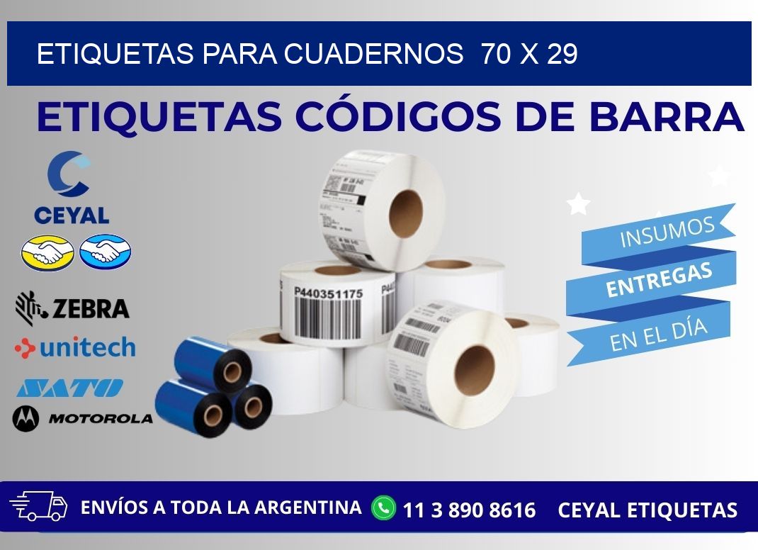 ETIQUETAS PARA CUADERNOS  70 x 29