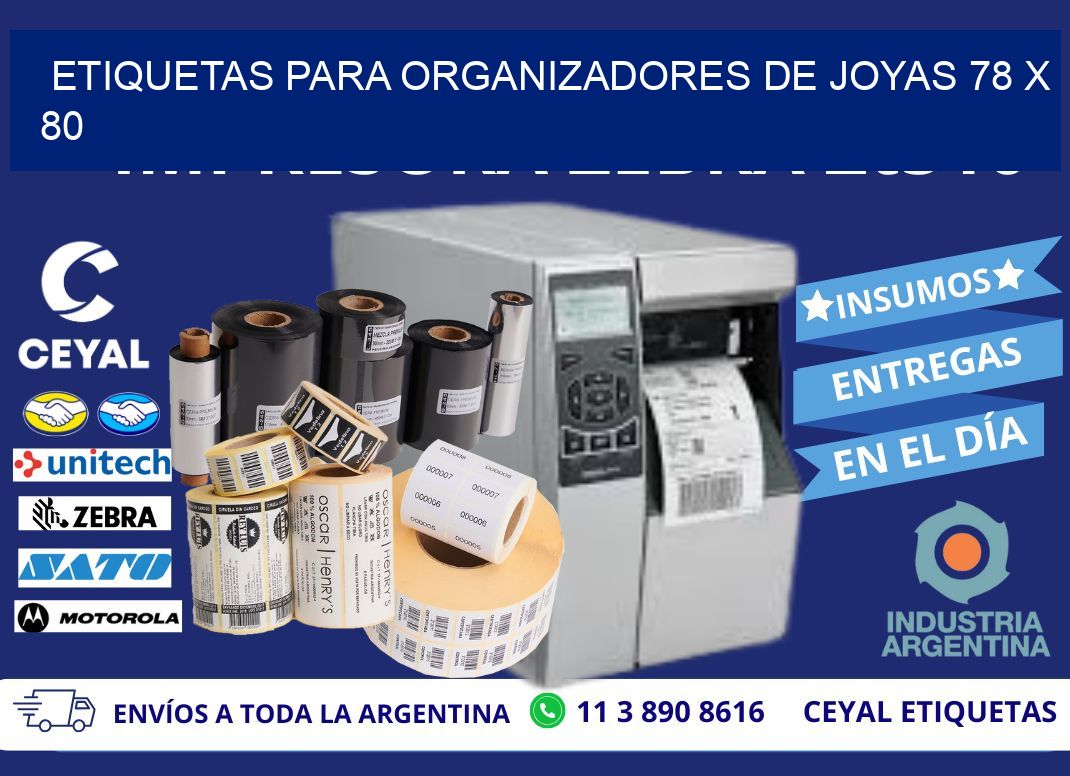 ETIQUETAS PARA ORGANIZADORES DE JOYAS 78 x 80