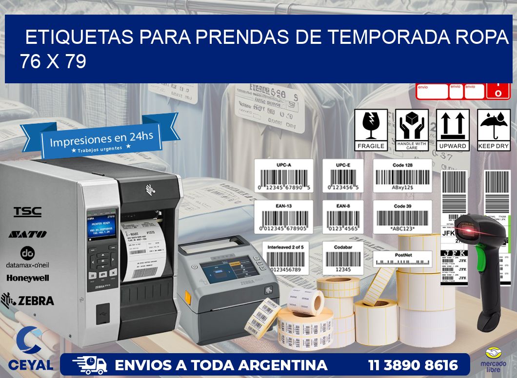 ETIQUETAS PARA PRENDAS DE TEMPORADA ROPA 76 x 79