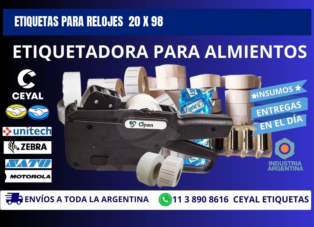 ETIQUETAS PARA RELOJES  20 x 98