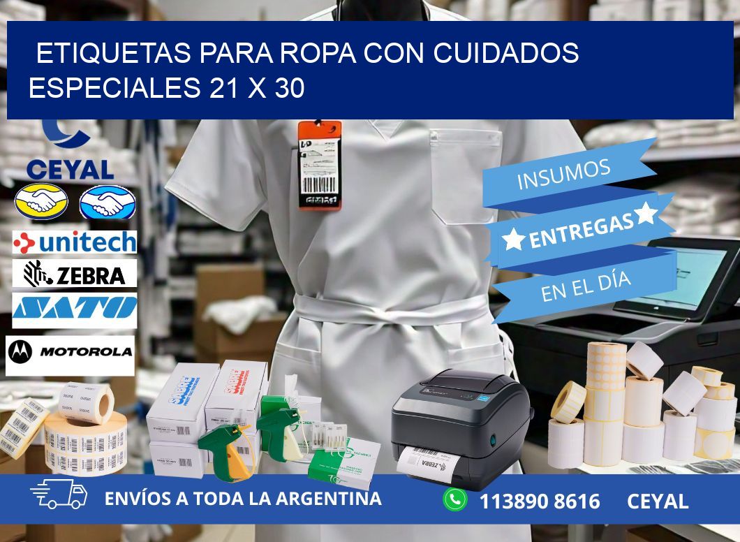 ETIQUETAS PARA ROPA CON CUIDADOS ESPECIALES 21 x 30