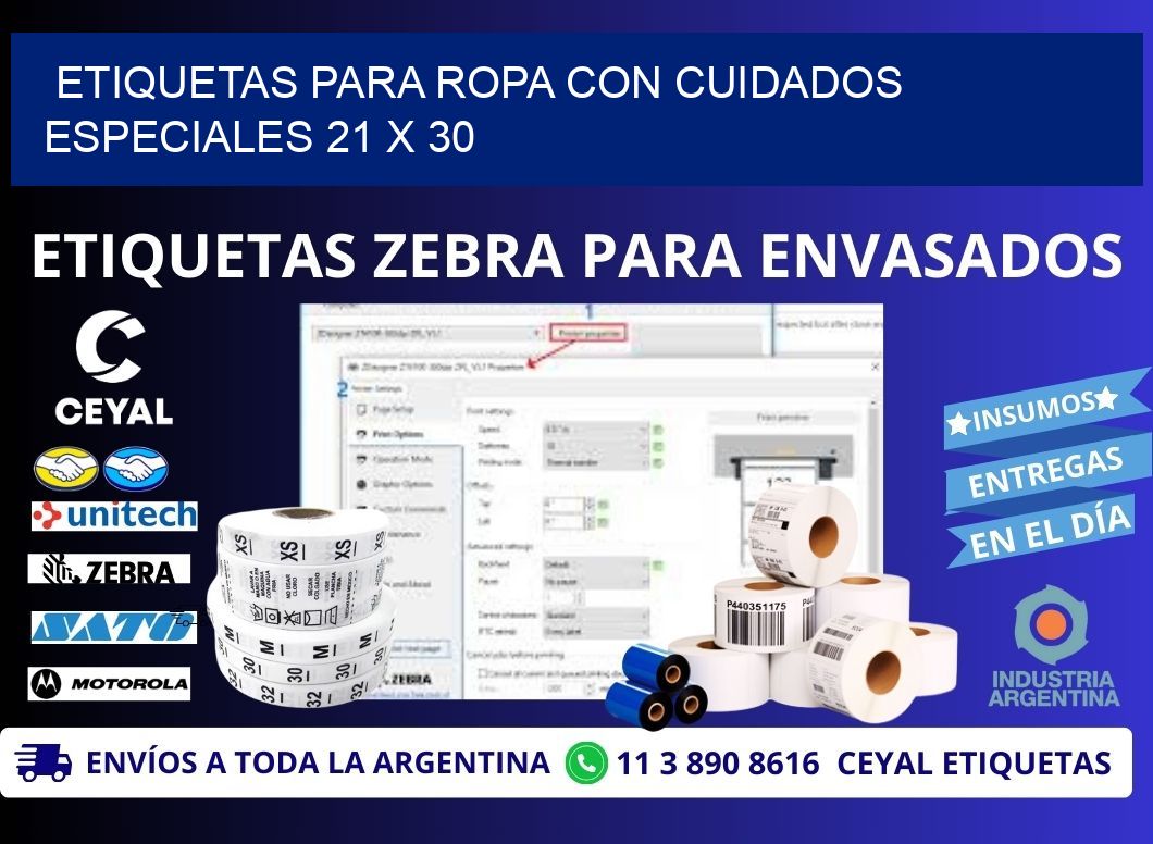 ETIQUETAS PARA ROPA CON CUIDADOS ESPECIALES 21 x 30