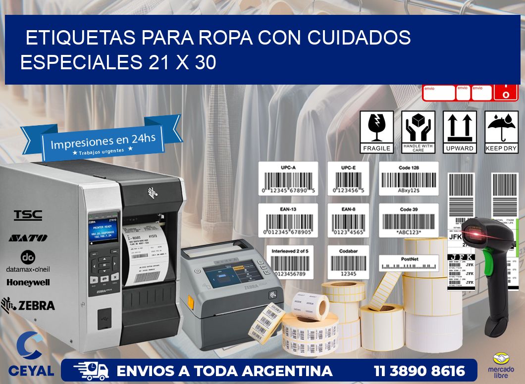 ETIQUETAS PARA ROPA CON CUIDADOS ESPECIALES 21 x 30