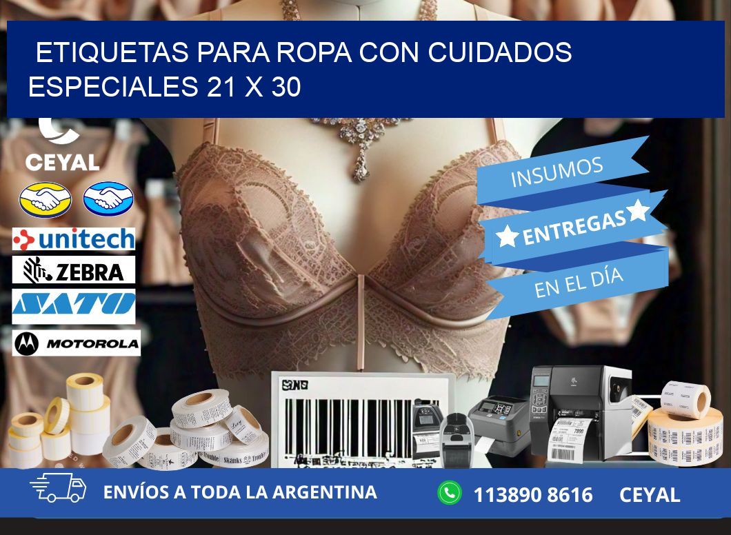 ETIQUETAS PARA ROPA CON CUIDADOS ESPECIALES 21 x 30