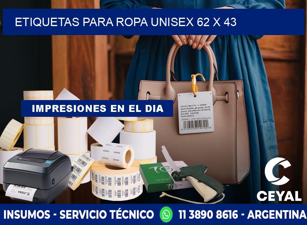 ETIQUETAS PARA ROPA UNISEX 62 x 43
