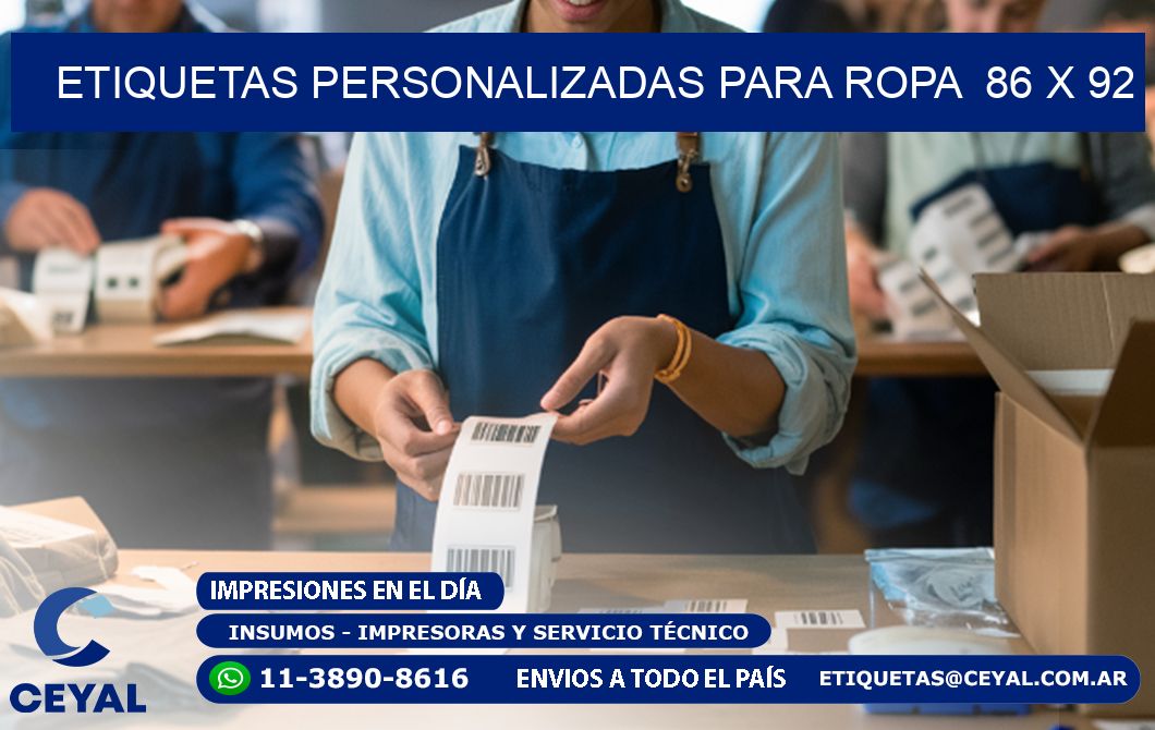 ETIQUETAS PERSONALIZADAS PARA ROPA  86 x 92