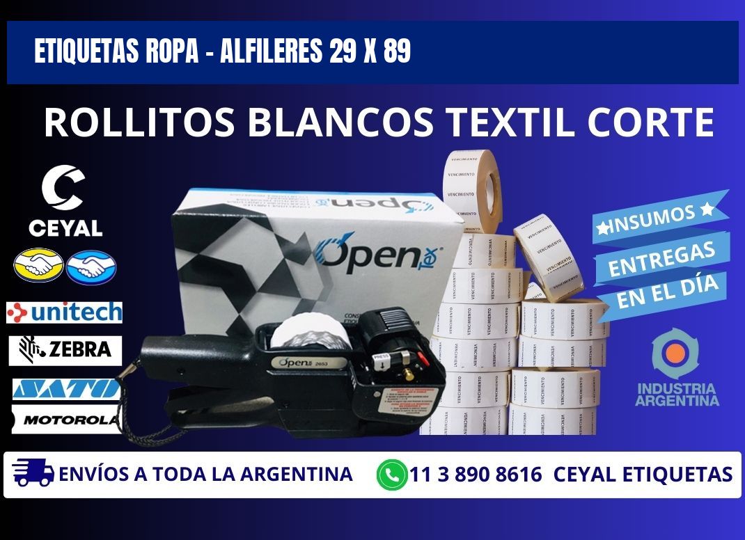 ETIQUETAS ROPA - ALFILERES 29 x 89