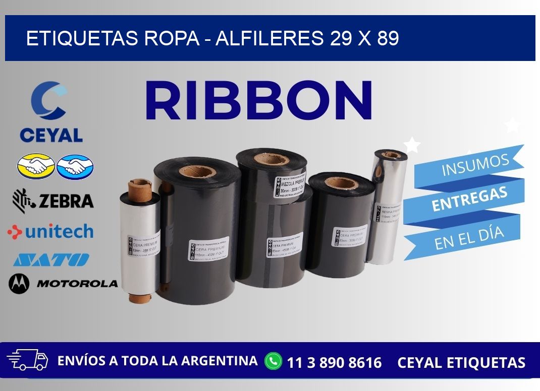 ETIQUETAS ROPA - ALFILERES 29 x 89