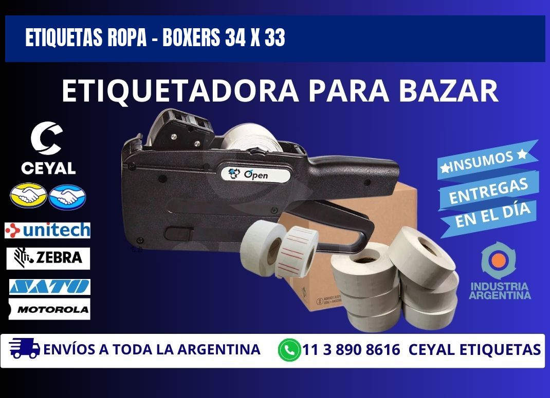 ETIQUETAS ROPA - BOXERS 34 x 33