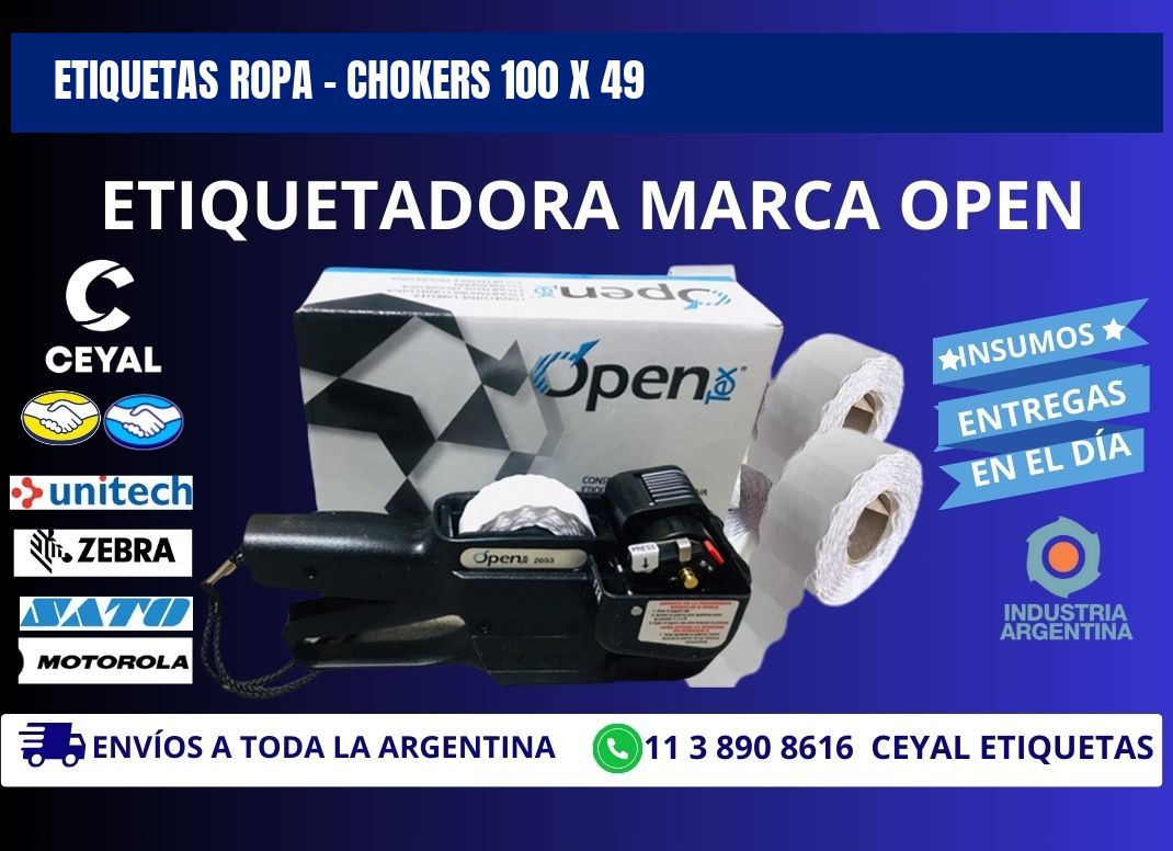 ETIQUETAS ROPA - CHOKERS 100 x 49