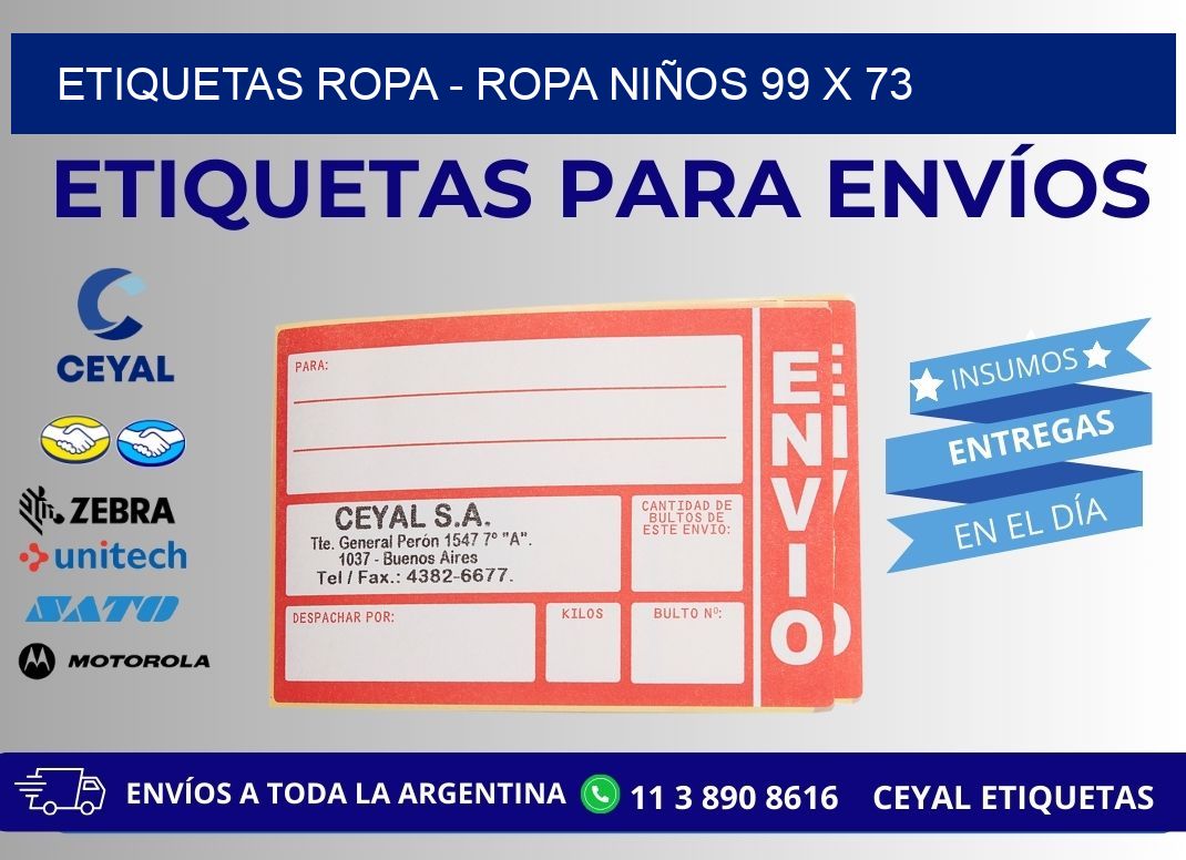 ETIQUETAS ROPA - ROPA NIÑOS 99 x 73
