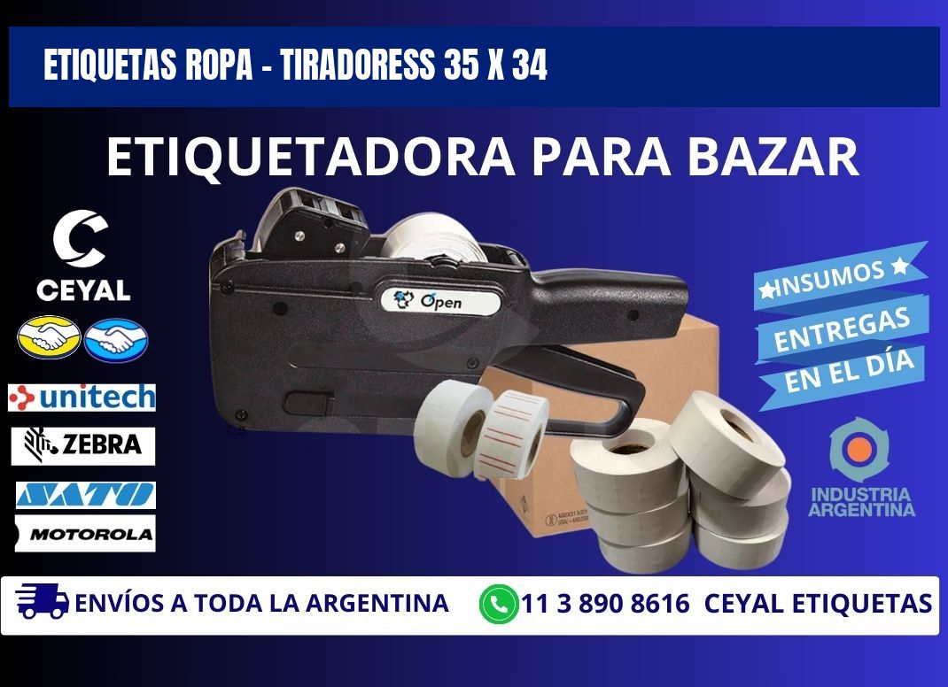 ETIQUETAS ROPA - TIRADORESS 35 x 34