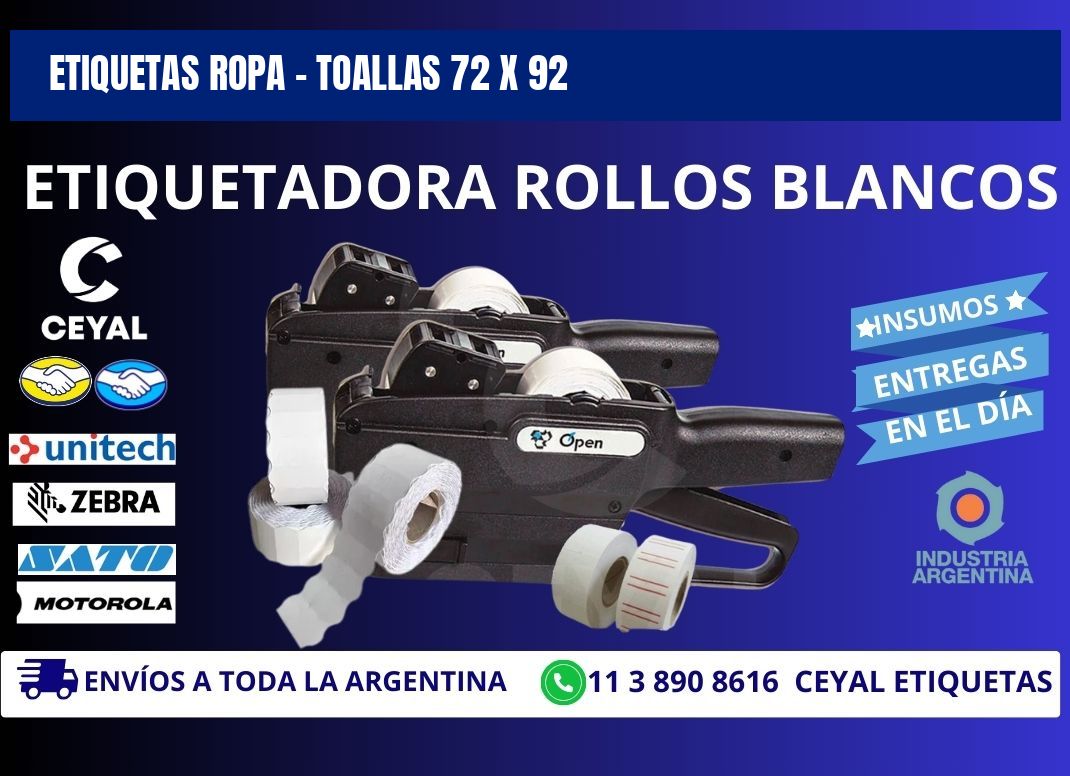 ETIQUETAS ROPA - TOALLAS 72 x 92
