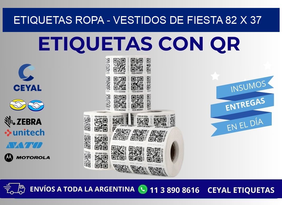 ETIQUETAS ROPA – VESTIDOS DE FIESTA 82 x 37