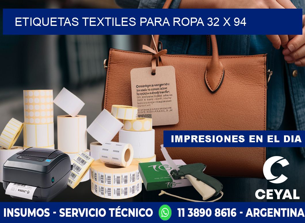ETIQUETAS TEXTILES PARA ROPA 32 x 94