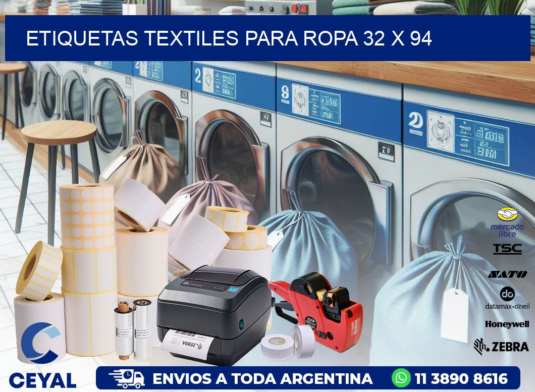 ETIQUETAS TEXTILES PARA ROPA 32 x 94