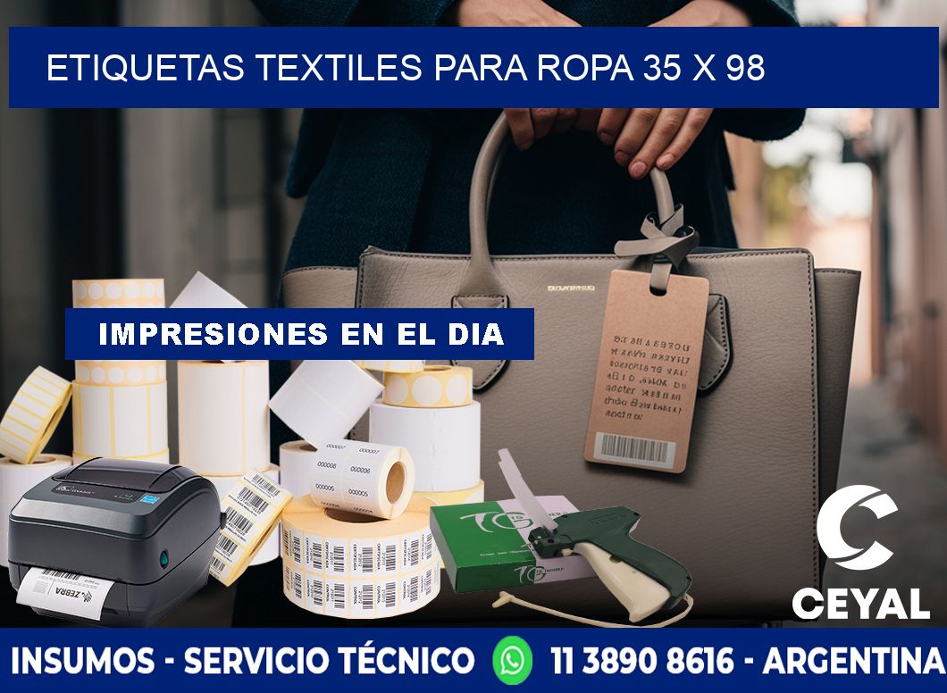 ETIQUETAS TEXTILES PARA ROPA 35 x 98