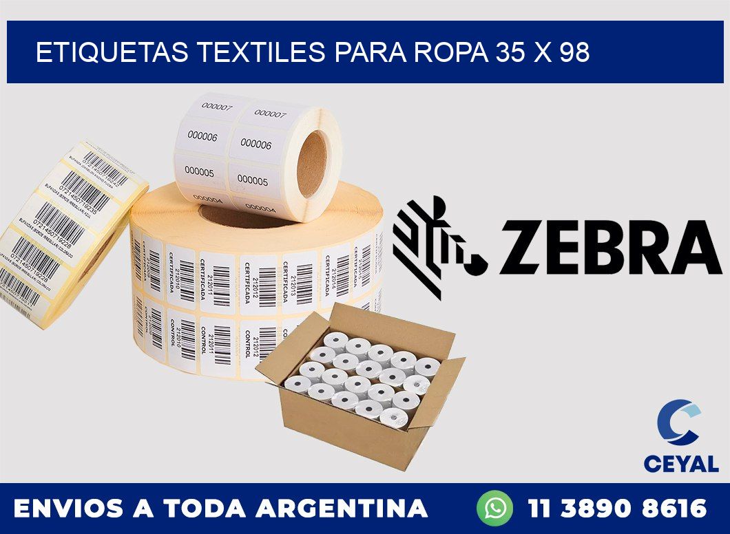 ETIQUETAS TEXTILES PARA ROPA 35 x 98