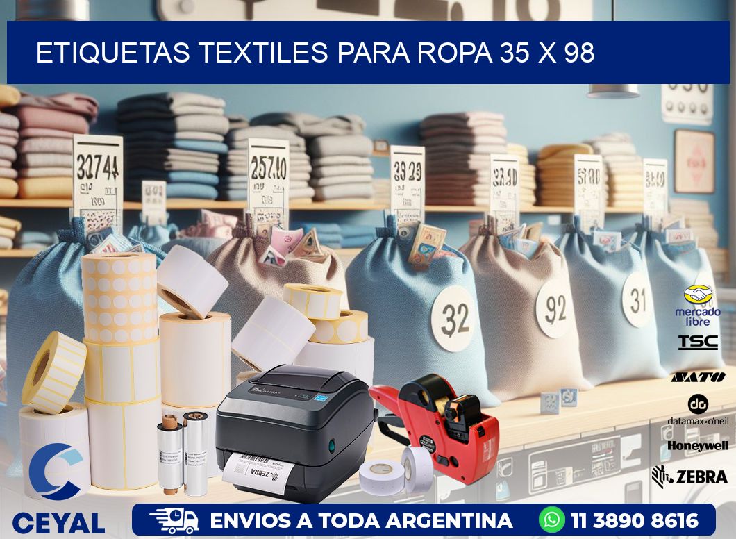 ETIQUETAS TEXTILES PARA ROPA 35 x 98