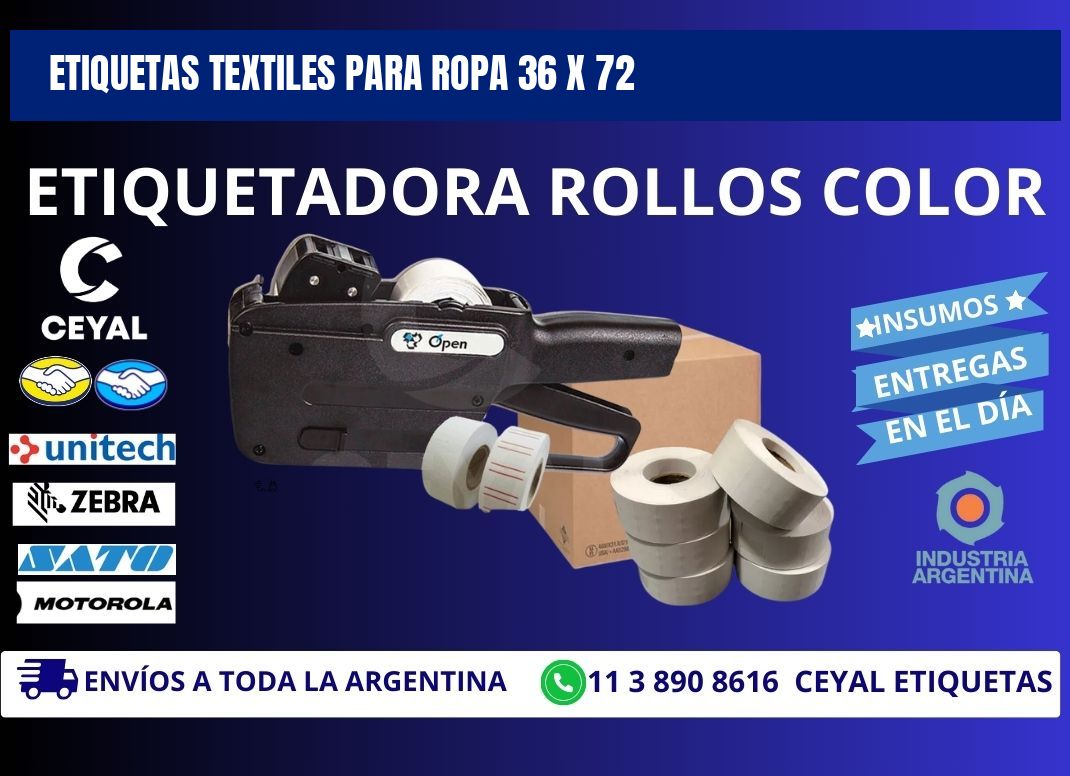 ETIQUETAS TEXTILES PARA ROPA 36 x 72