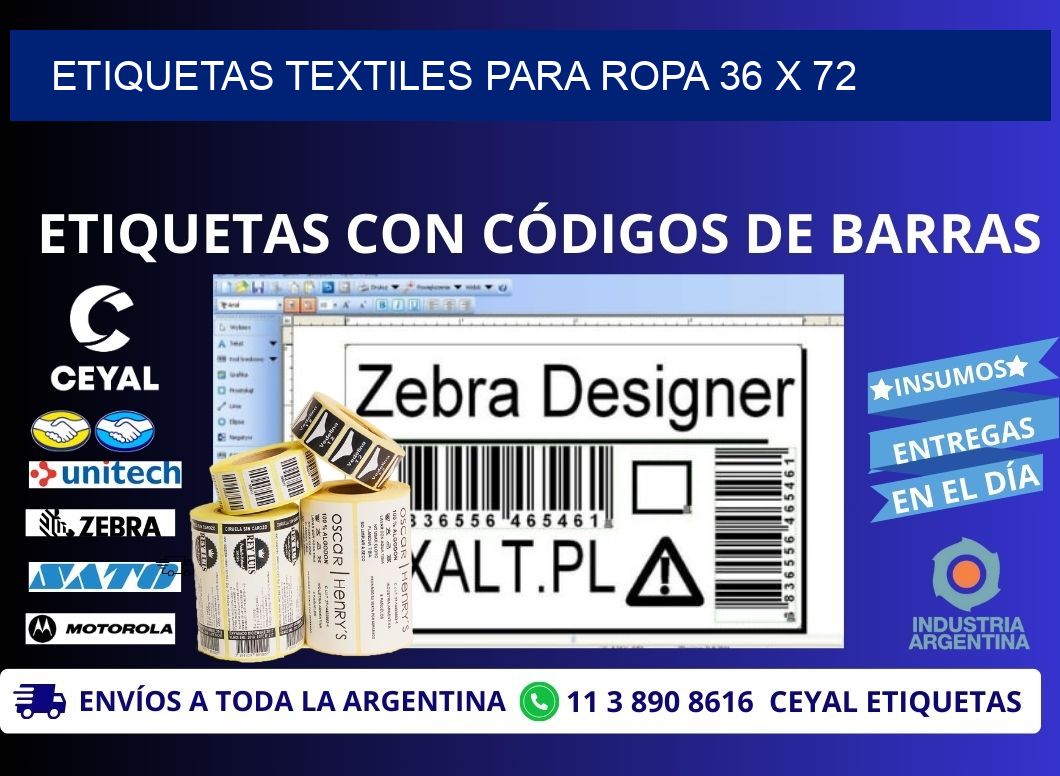 ETIQUETAS TEXTILES PARA ROPA 36 x 72