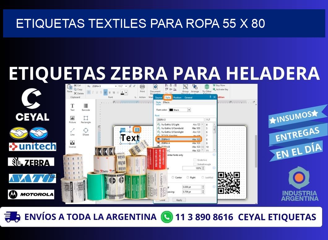 ETIQUETAS TEXTILES PARA ROPA 55 x 80